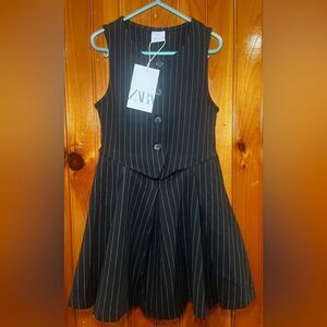 Zara black and white pinstripe sleeveless dress Size 8